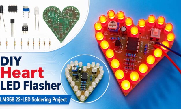 DIY Heart-Shaped 22 LED Flasher Using LM358